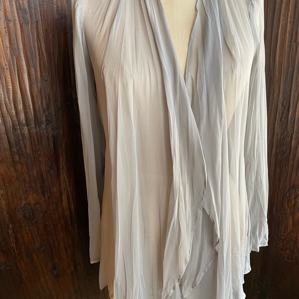 illia Silk Chiffon Drape Cardigan with Back Belt